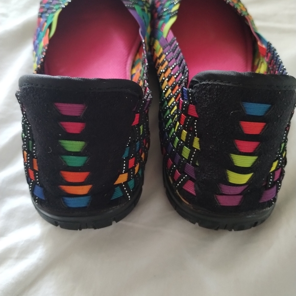 Elastic Weave Rainbow Multi-Color Ballerina Slip-On Flat Shoes - Picture 3 of 4
